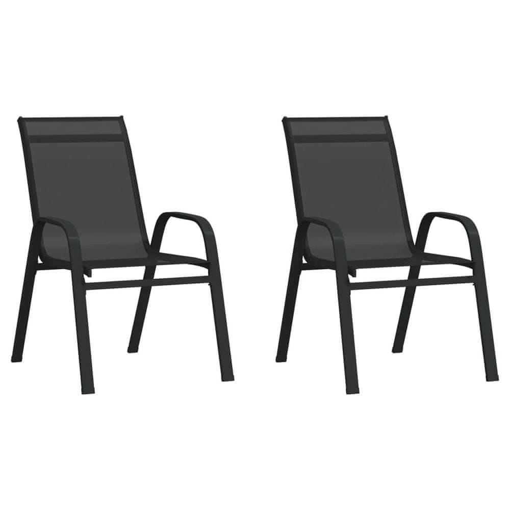 Petromila vidaXL Stohovateľné záhradné stoličky 2 ks čierne textilénová látka